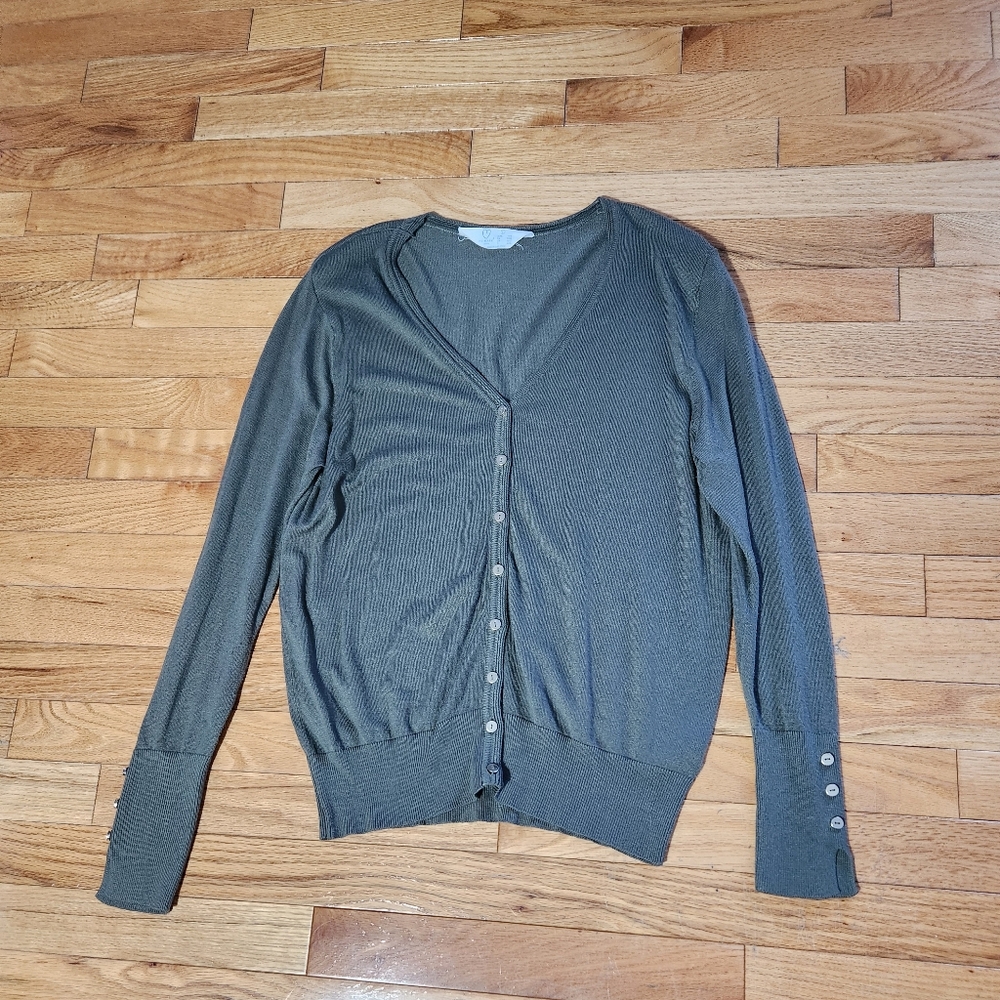 Olive Green Button-Up Women's Sweater